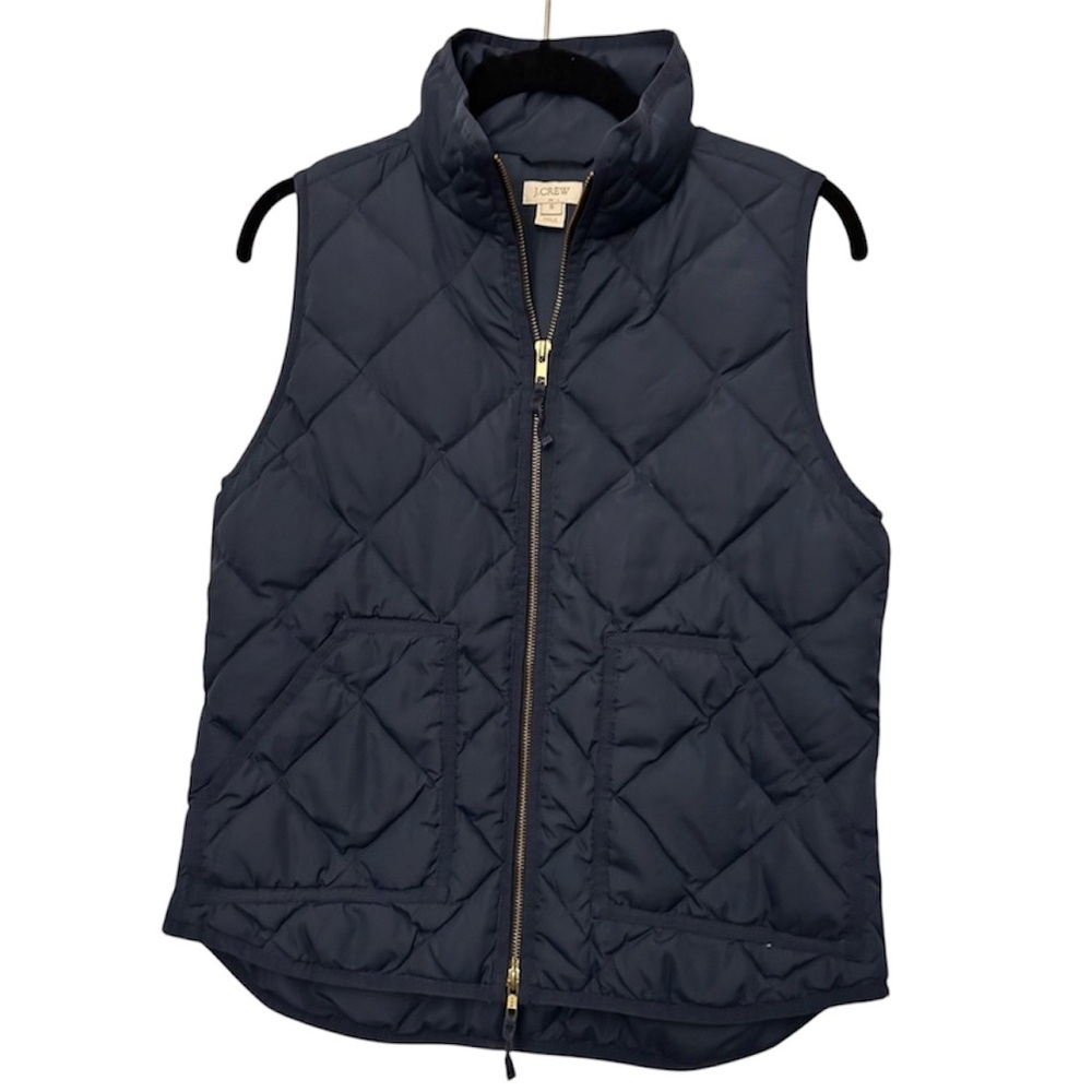 J Crew Blue‎ Zip up Puffer Vest Size Small Lightweight thin